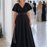 Taliamarie | Short Flutter Sleeve Defined Waist Maxi Dress