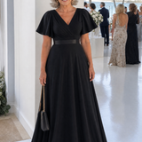 Taliamarie | Short Flutter Sleeve Defined Waist Maxi Dress