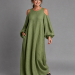 Dellania | Cold Shoulder Balloon Sleeve Relaxed Maxi Dress