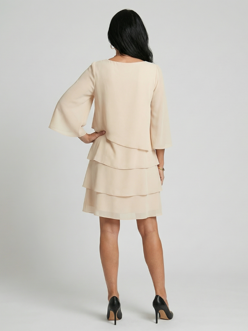 Lilabeth | Layered Flare Sleeve Knee Length Dress