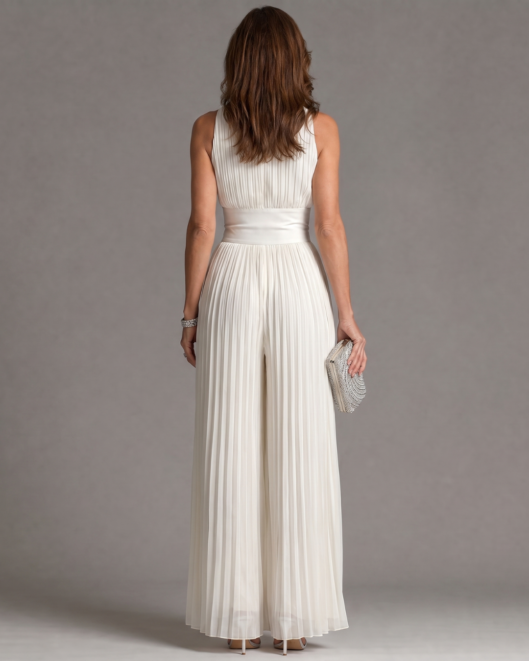 Tamsinrina | Pleated Halter Neck Wide Leg Jumpsuit