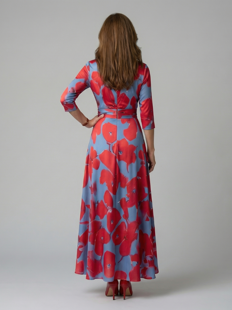 Liasette | Cross Wrap Neck Midi Dress