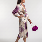 Miravia | Cross Wrap Tie Waist Printed Midi Dress