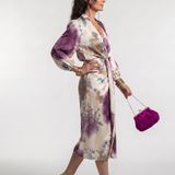 Miravia | Cross Wrap Tie Waist Printed Midi Dress