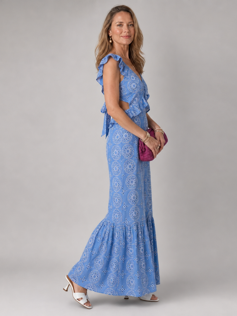 Corala | Sleeveless Ruffle Detail Midi Dress