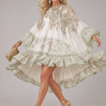 Pruwyn | Floral Print High Low Ruffle Mini Dress