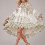 Pruwyn | Floral Print High Low Ruffle Mini Dress