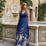 Laemarie | Sleeveless V Neck Soft Floral Hem Midi Dress