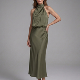 Veramarie | Halter Draped Midi Dress
