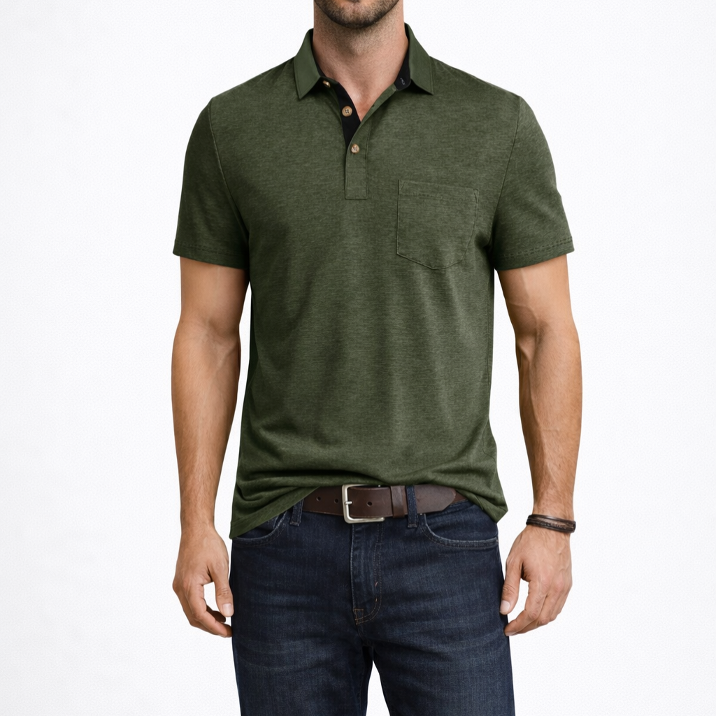 Joey | Men Contrast Collar Short Sleeve Polo Shirt with Pocket
