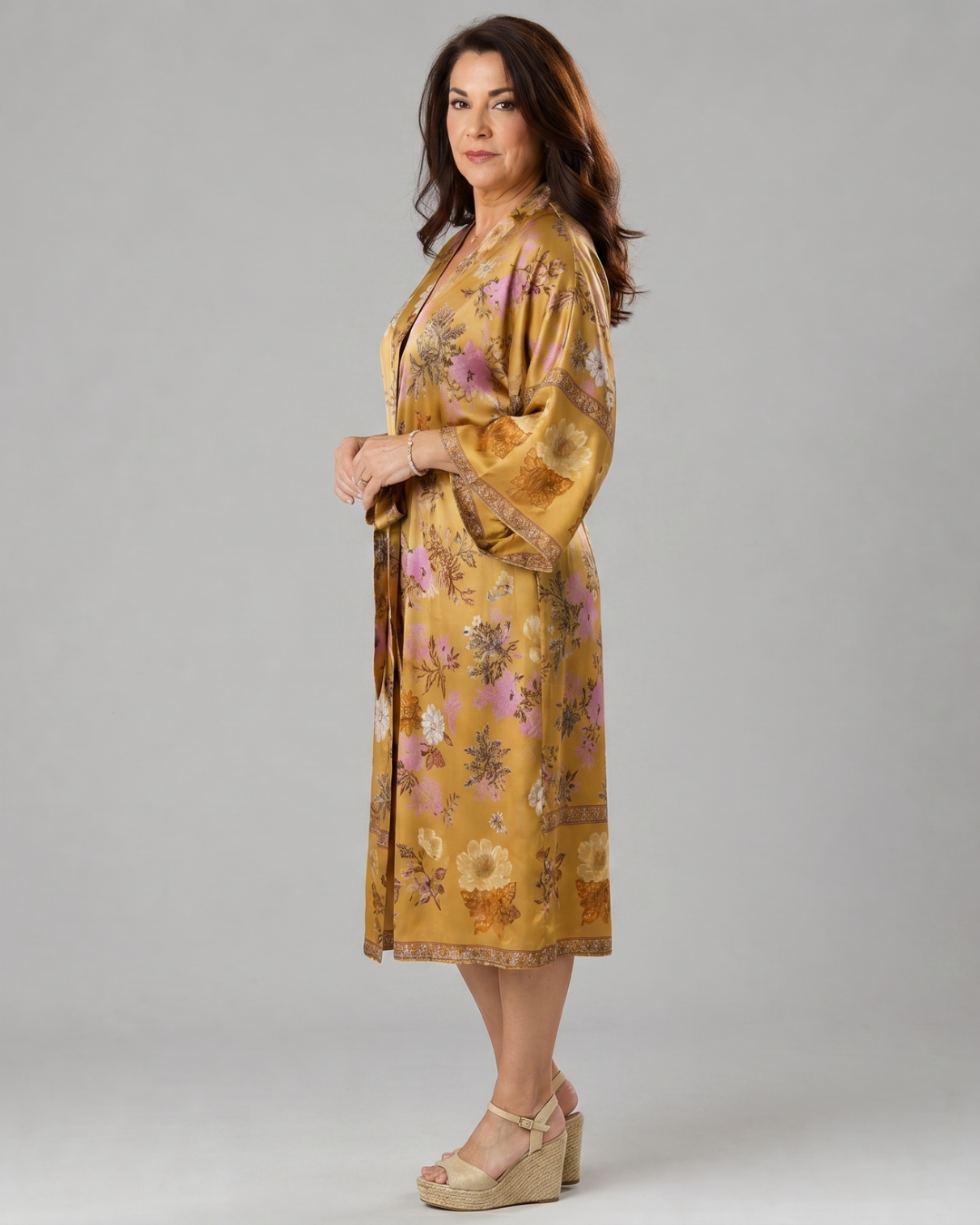 Fiossa | Floral Satin Wrap Lounge Robe