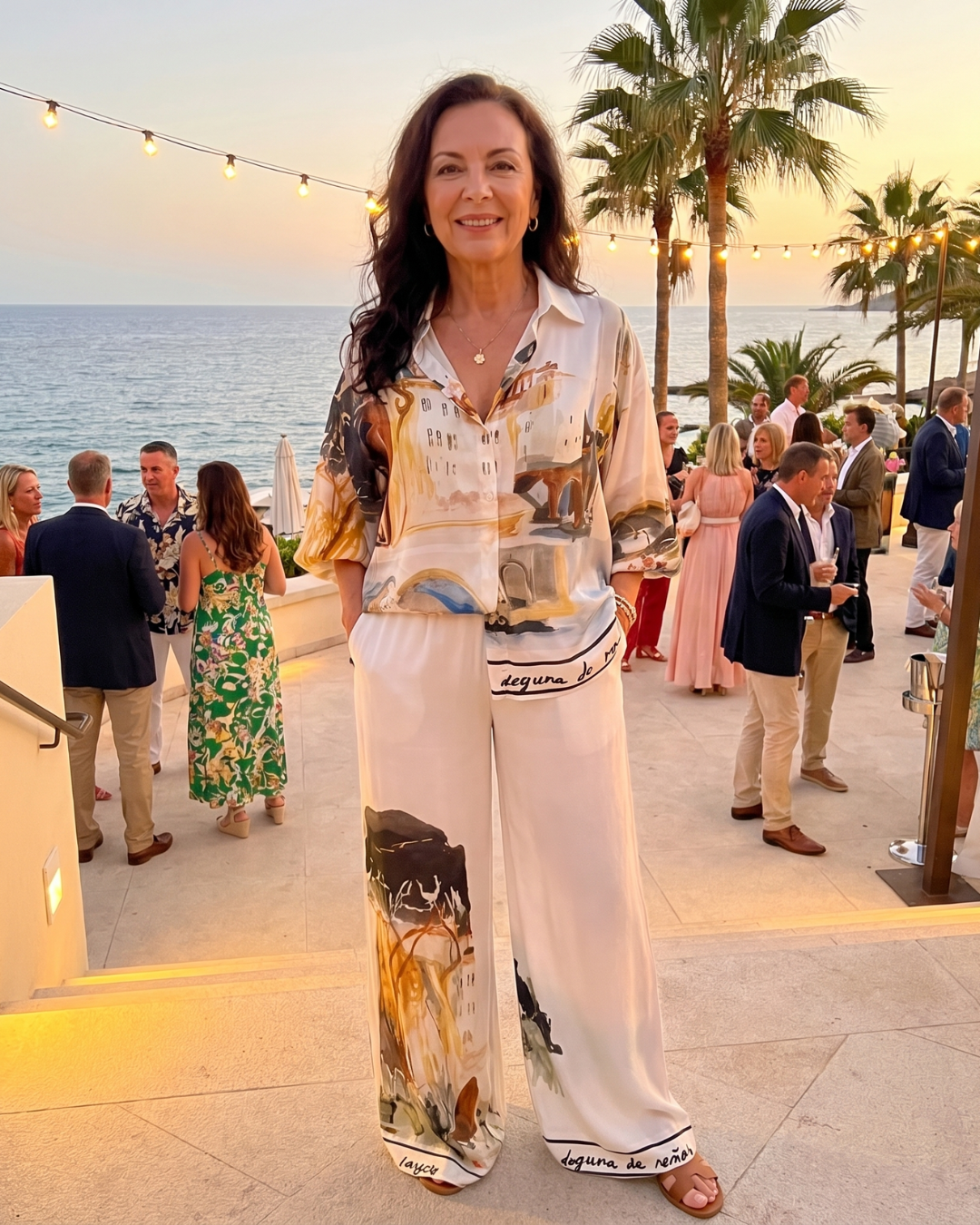 Fleursette | Artistic Print Blouse And Wide Leg Pants Set