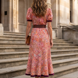 Delwen | Wrap Style Puff Sleeve Midi Dress