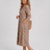 Daline | Vintage Front Three Quarter Sleeve Midi Dress