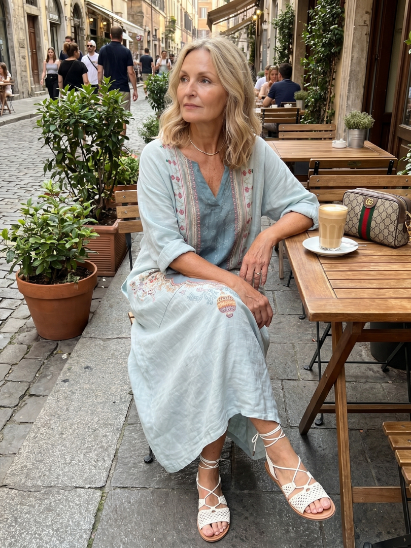 Sennaney | Ornate Panel Embroidered Oversized Pocket Midi Dress