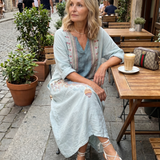 Sennaney | Ornate Panel Embroidered Oversized Pocket Midi Dress