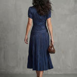 Mirna | Pleated Waistline Stripe Midi Dress