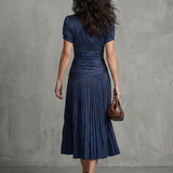 Mirna | Pleated Waistline Stripe Midi Dress