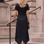 Lioralette | High Neck Button Detail Slit Midi Dress