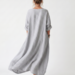 Dorwen | Contrast Panel Embroidered Oversized Pocket Midi Dress