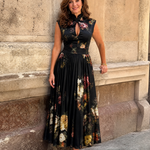 Magdaney | Floral Keyhole Midi Dress