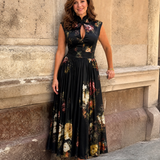 Magdaney | Floral Keyhole Midi Dress