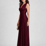 Viosia | Sleeveless Pleated V Neck Midi Dress