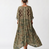 Wrennavia | Button Front Embroidered Oversized Pocket Midi Dress