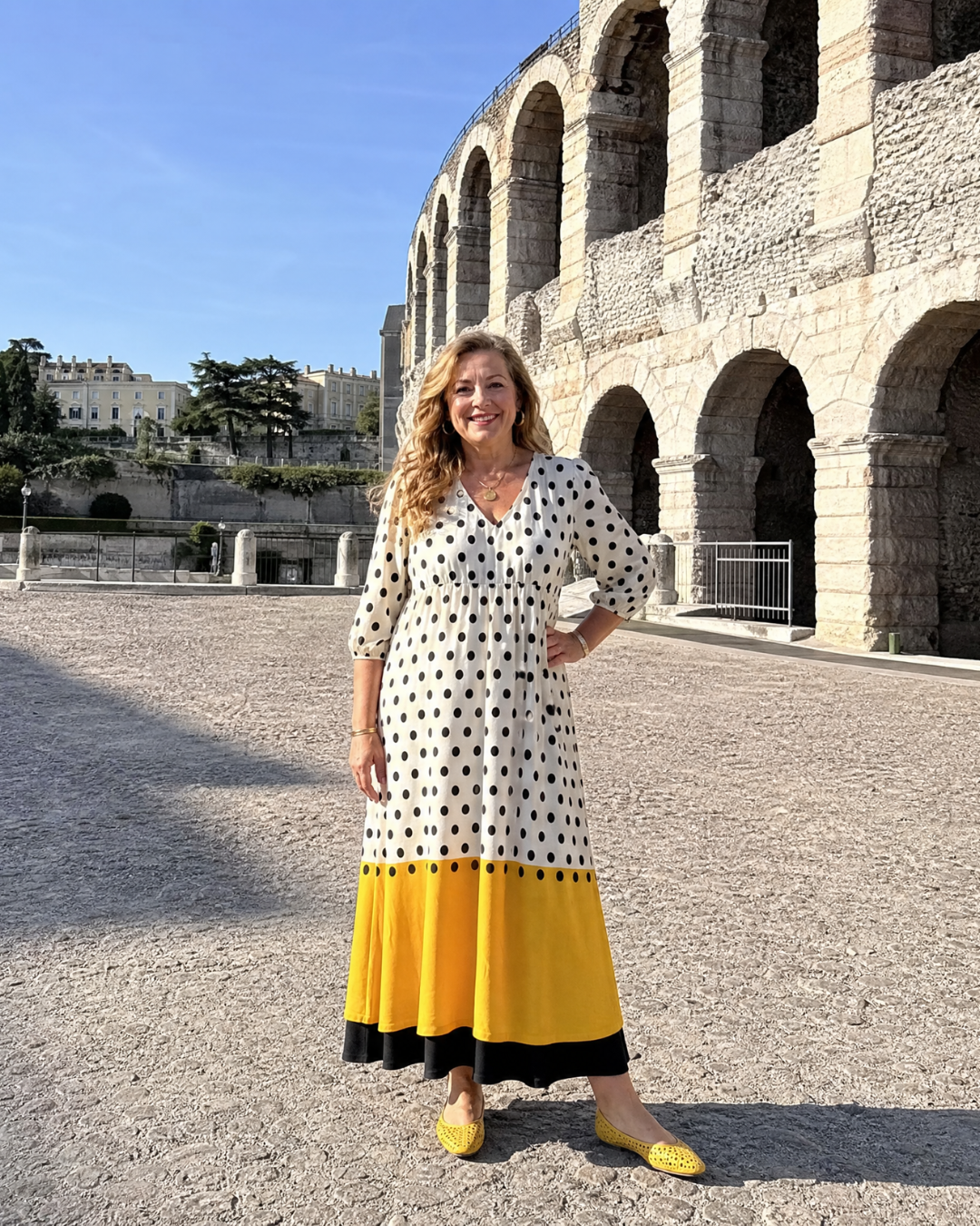 Cellora | Polka Dot Color Block Everyday Midi Dress