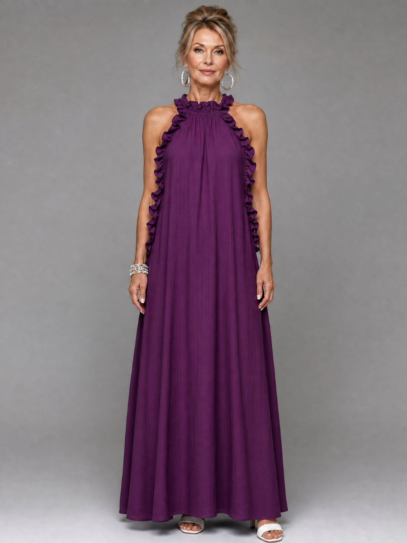 Giania | Sleeveless Ruffle Neck Maxi Dress