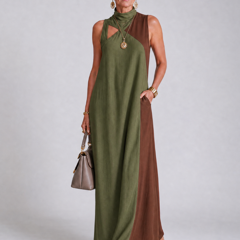 Lorney | Color Block Sleeveless Midi Dress