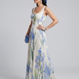 Lorlora | Sleeveless Square Neck Floral Print Midi Dress