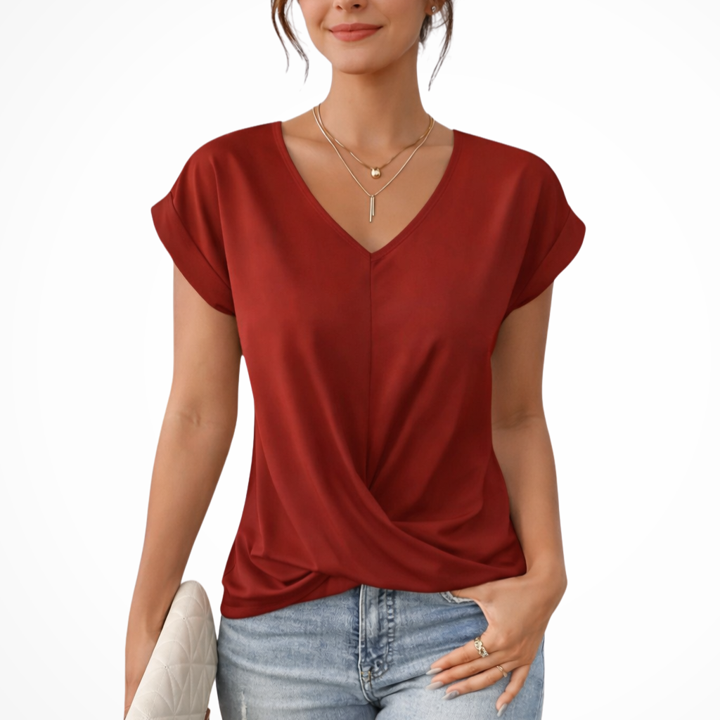 Evelyn | Women V Neck Twist Hem Short Sleeve Going Out Top