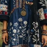 Fiodra | Embroidered Panel Long Sleeve Midi Dress