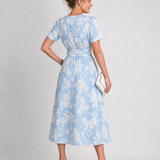 Serwynne | Floral Print Short Sleeve V Neck Midi Dress