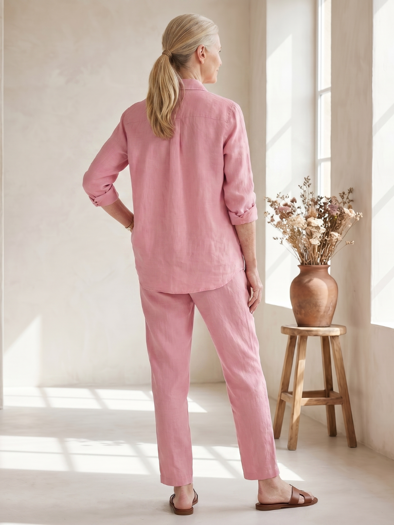 Elisette | Long Sleeve Shirt Tapered Pants Set