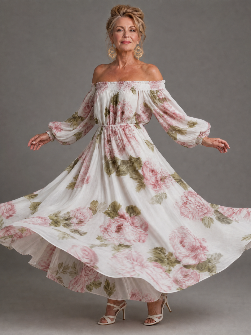 Coravia | Off Shoulder Floral Maxi Dress