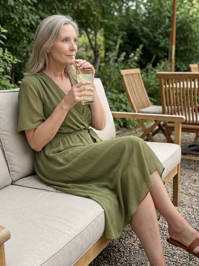 Tamsinlia | Short Sleeve Wrap Soft Flowing Hem Midi Dress