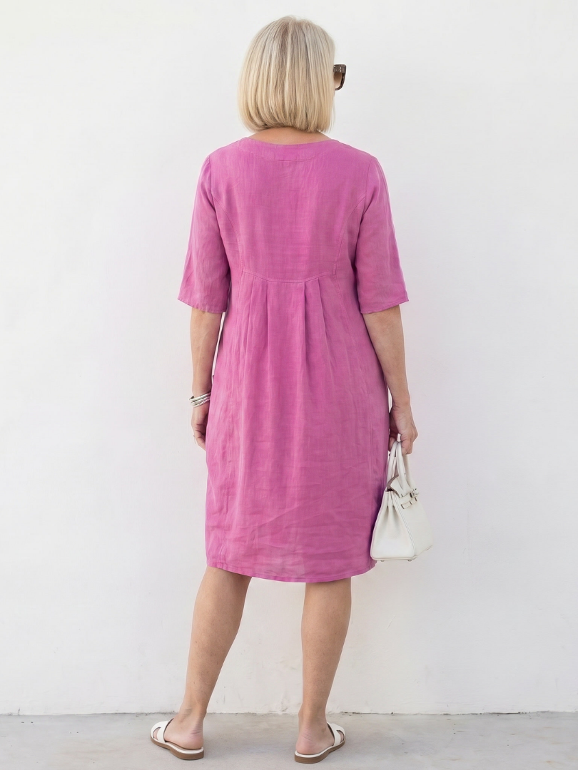 Linnthea | Gathered Front Half Sleeve Knee Length Dress
