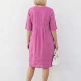 Linnthea | Gathered Front Half Sleeve Knee Length Dress