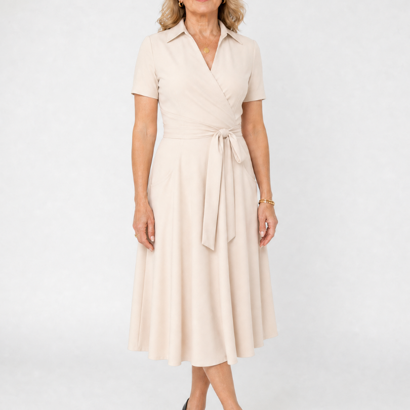 Laebeth | Collared Wrap Waist Midi Dress