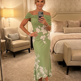 Sabwynne | Off Shoulder Draped Neckline Midi Dress