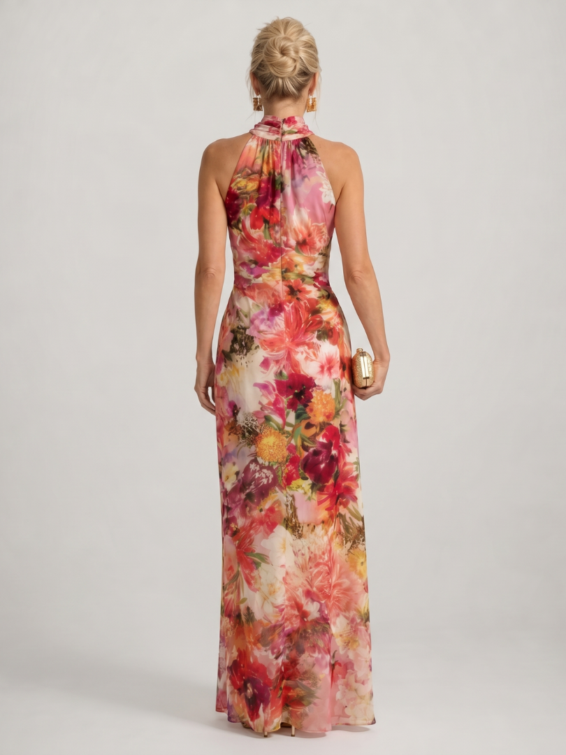 Norette | Halter Neck Floral Print Maxi Dress