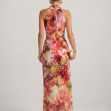 Norette | Halter Neck Floral Print Maxi Dress