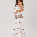 Miralia | Spaghetti Strap Embroidered Detail Midi Dress