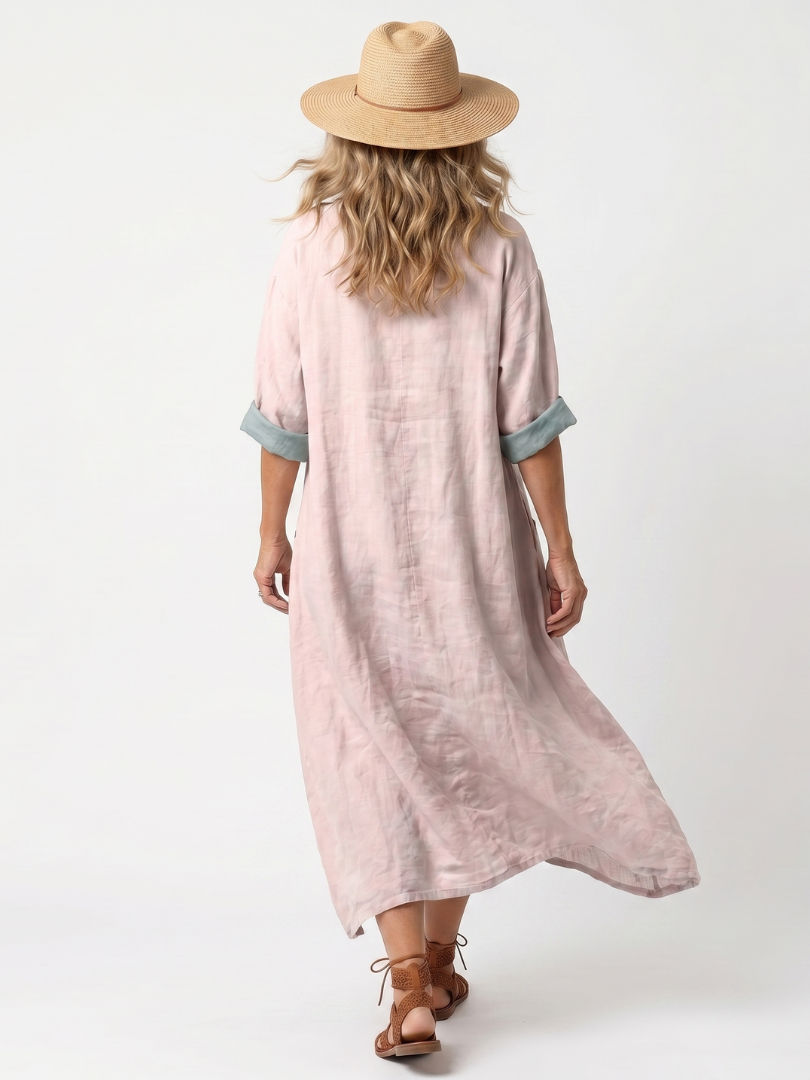 Giada | Embroidered Panel Relaxed Pocket Midi Dress
