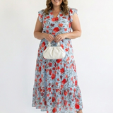 Corlette | Floral V-Neck Tiered Midi Dress