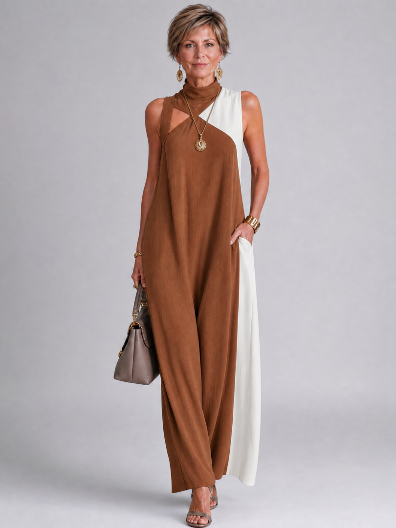 Lorney | Color Block Sleeveless Midi Dress
