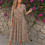 Daline | Vintage Front Three Quarter Sleeve Midi Dress