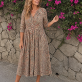 Daline | Vintage Front Three Quarter Sleeve Midi Dress